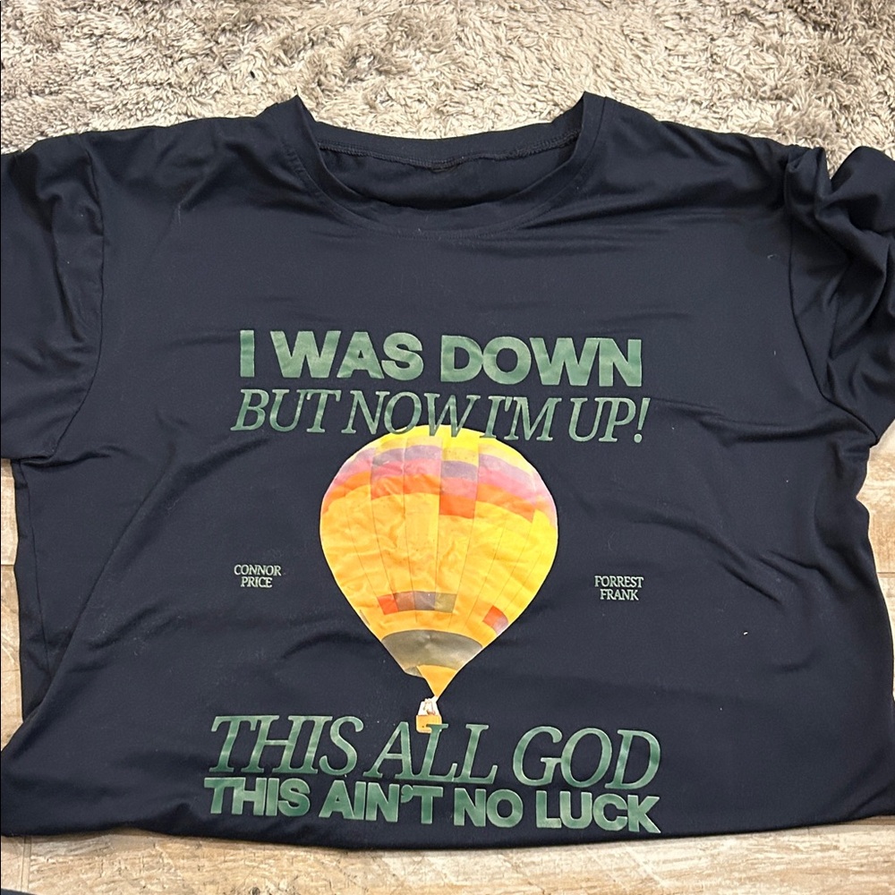 Black Kids Tee with Colorful Hot Air Balloon Graphic